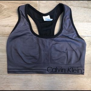 Calvin Klein Mid-Impact Racerback Sports Bra Gray
